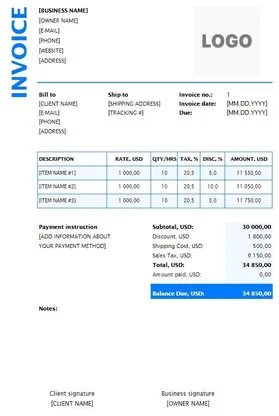 DJ Invoice Template