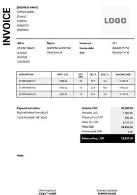 DJ Invoice Template