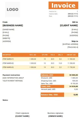 Graphic Design Invoice Template