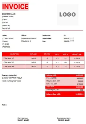 Graphic Design Invoice Template