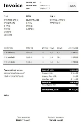 Landscaping Invoice Template