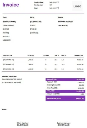 Landscaping Invoice Template