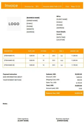 Musician Invoice Template