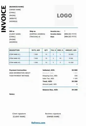 Tax invoice template