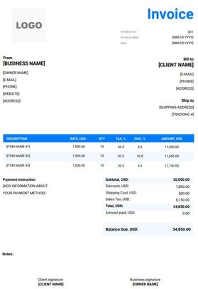 Web Design & Development Invoice Templates (Excel, Word, PDF)