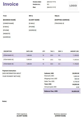 Tax Invoice Template