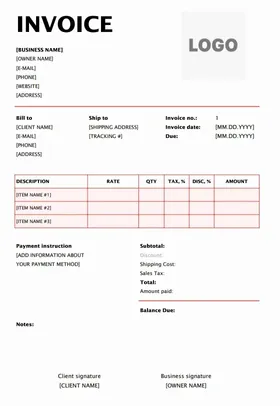 Invoice Template Download