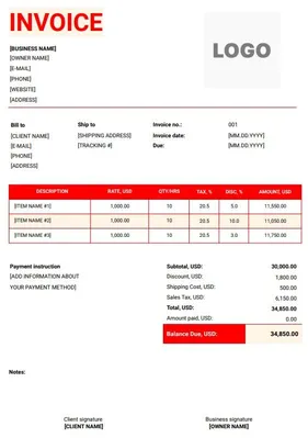 Digital Marketing Invoice Template