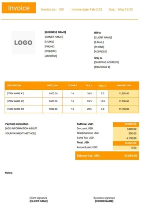 Graphic Design Invoice Template