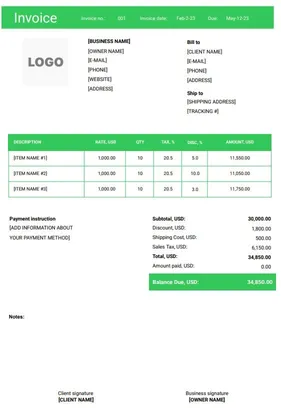 Plumbing Invoice Template