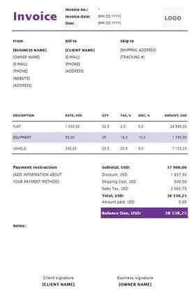 Rental Invoice Templates