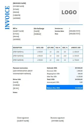 Roofing Invoice Template