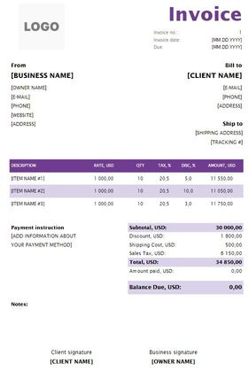 Web Design & Development Invoice Templates (Excel, Word, PDF)