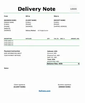Delivery Note Sample