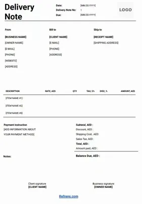 Delivery Note Format Word