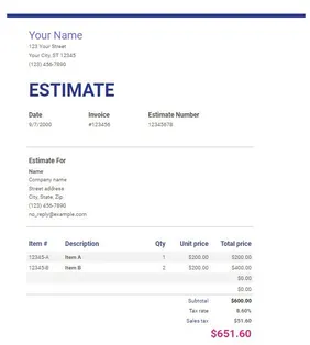 Freelance Estimate Template Excel