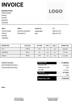 Rental Invoice Templates