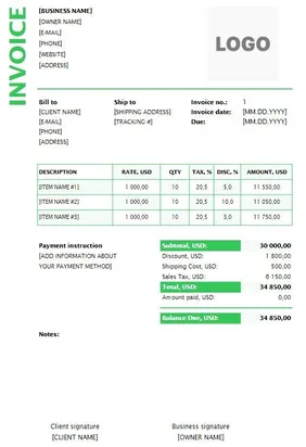 Tax Invoice Template