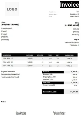 Travel Agency Invoice Templates