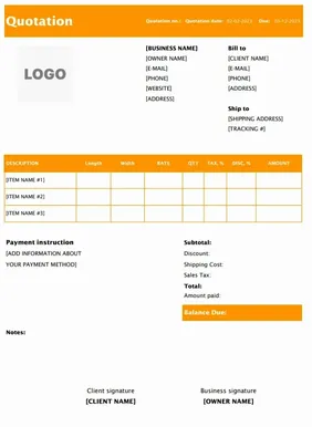 Interior Design Quotation Format