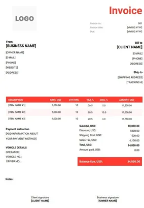 DJ Invoice Template