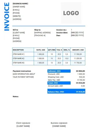 Landscaping Invoice Template