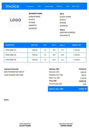 Landscaping Invoice Template