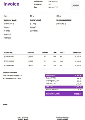 Law Firm Invoice Template