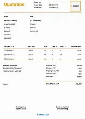 Sample Quotation Template
