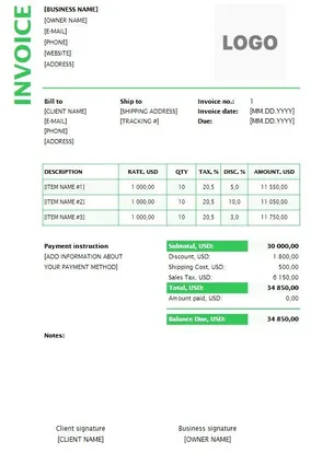 Service Invoice Template