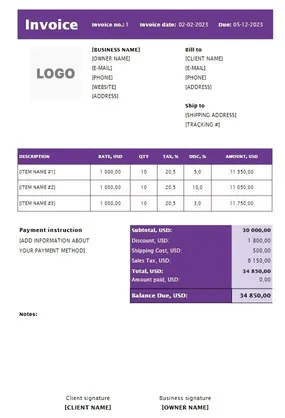 Law Firm Invoice Template