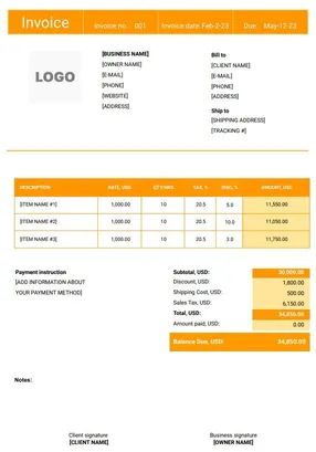 Digital Marketing Invoice Template