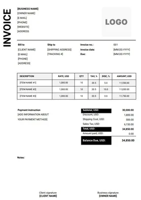 Landscaping Invoice Template