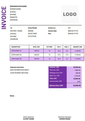 Musician Invoice Template