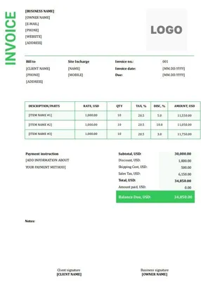 Roofing Invoice Template