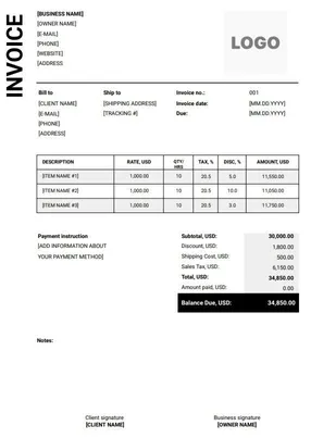 Trucking Invoice Template