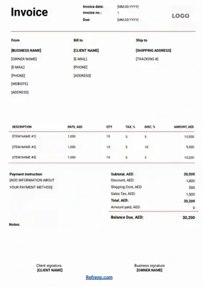 Proforma Invoice Format Word​