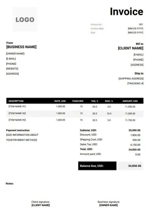 Law Firm Invoice Template