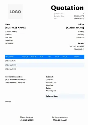 Interior Design Quotation Template