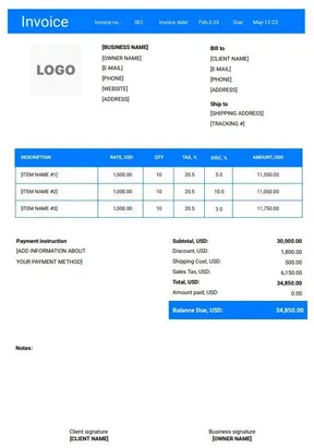 DJ Invoice Template