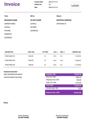 Trucking Invoice Template