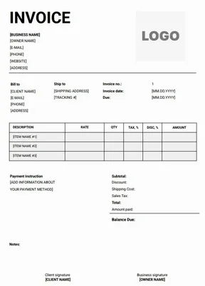 Invoice Template in Word