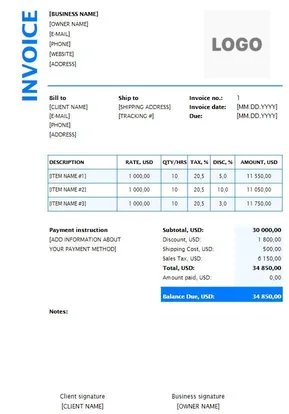 Trucking Invoice Template