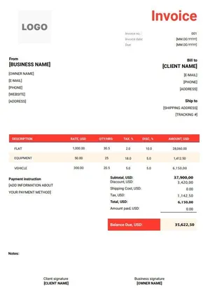 Rental Invoice Templates