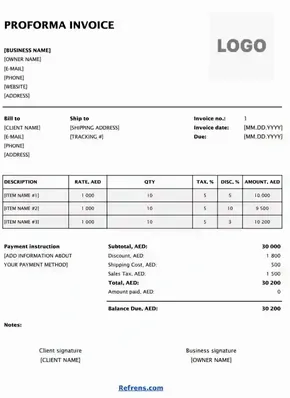 Proforma Invoice Template