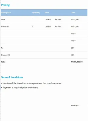 Free Purchase Order Template