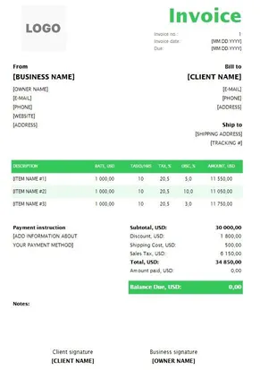 Landscaping Invoice Template