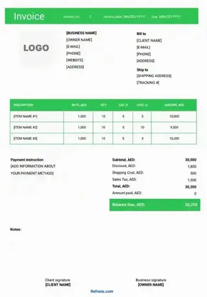 Printable invoice template