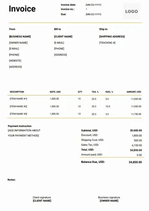 Purhcase Order Template
