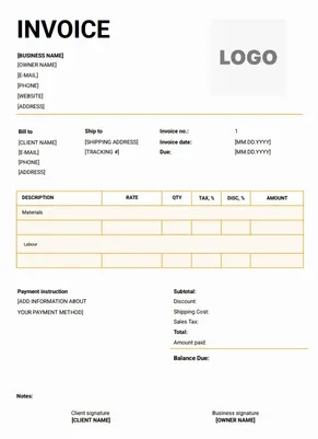 Construction Billing Format